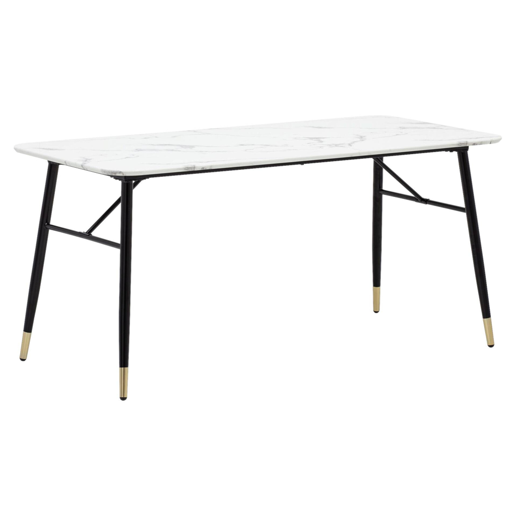 Wohnling Esstisch weiß Marmoroptik Optik B/H/T: ca. 140x76x80 cm