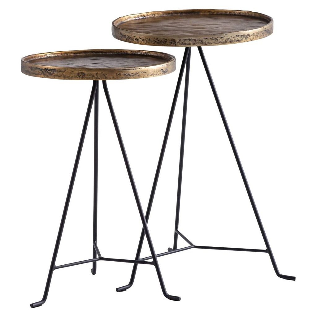 Wohnling Beistelltisch 2er Set gold dunkel Optik Aluminium B/H/T: ca. 38x63x38 cm