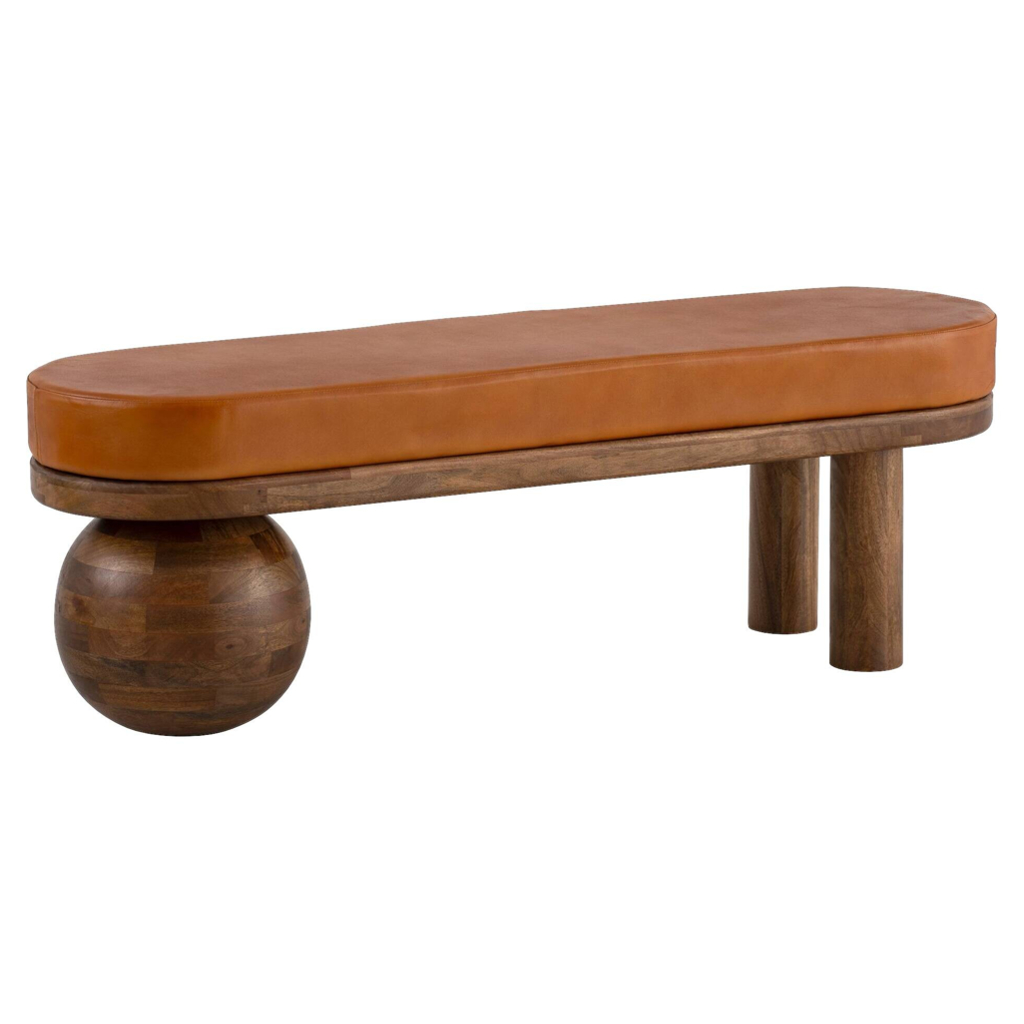 Wohnling Sitzbank braun Mango Leder B/H/T: ca. 140x47x40 cm