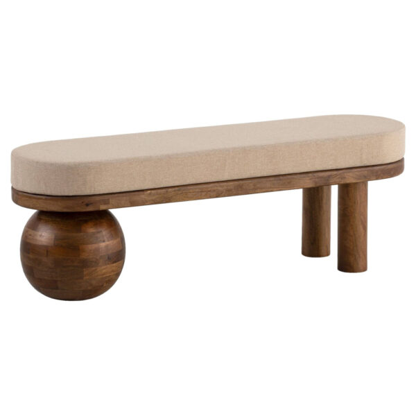 Wohnling Sitzbank braun beige Mango Leder B/H/T: ca. 140x47,5x41,5 cm