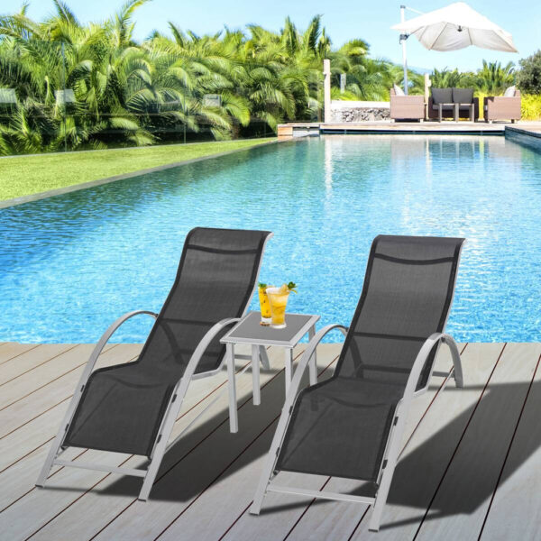 Outsunny Gartenliege-Set mit Tisch schwarz Metall B/H/T: ca. 59x66x169 cm Outsunny Gartenliege-Set mit Tisch schwarz Metall B/H/T: ca. 59x66x169 cm