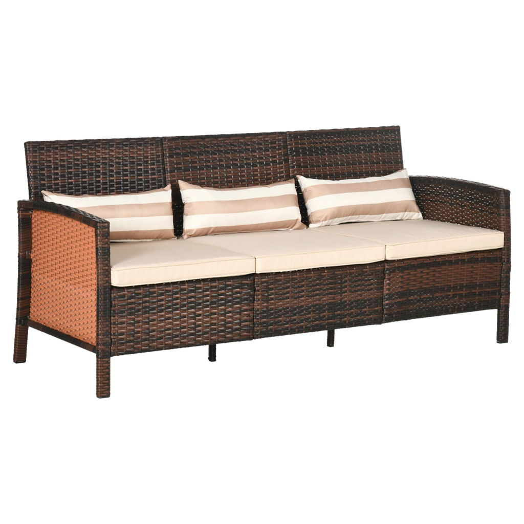 Outsunny Gartensofa braun Stahl B/H/L: ca. 68x78x173 cm