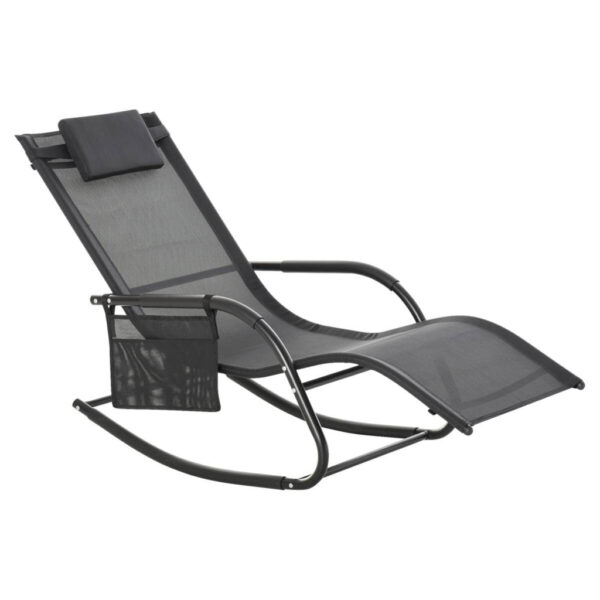Outsunny Schaukelstuhl schwarz Metall B/H/L: ca. 62x88x150 cm