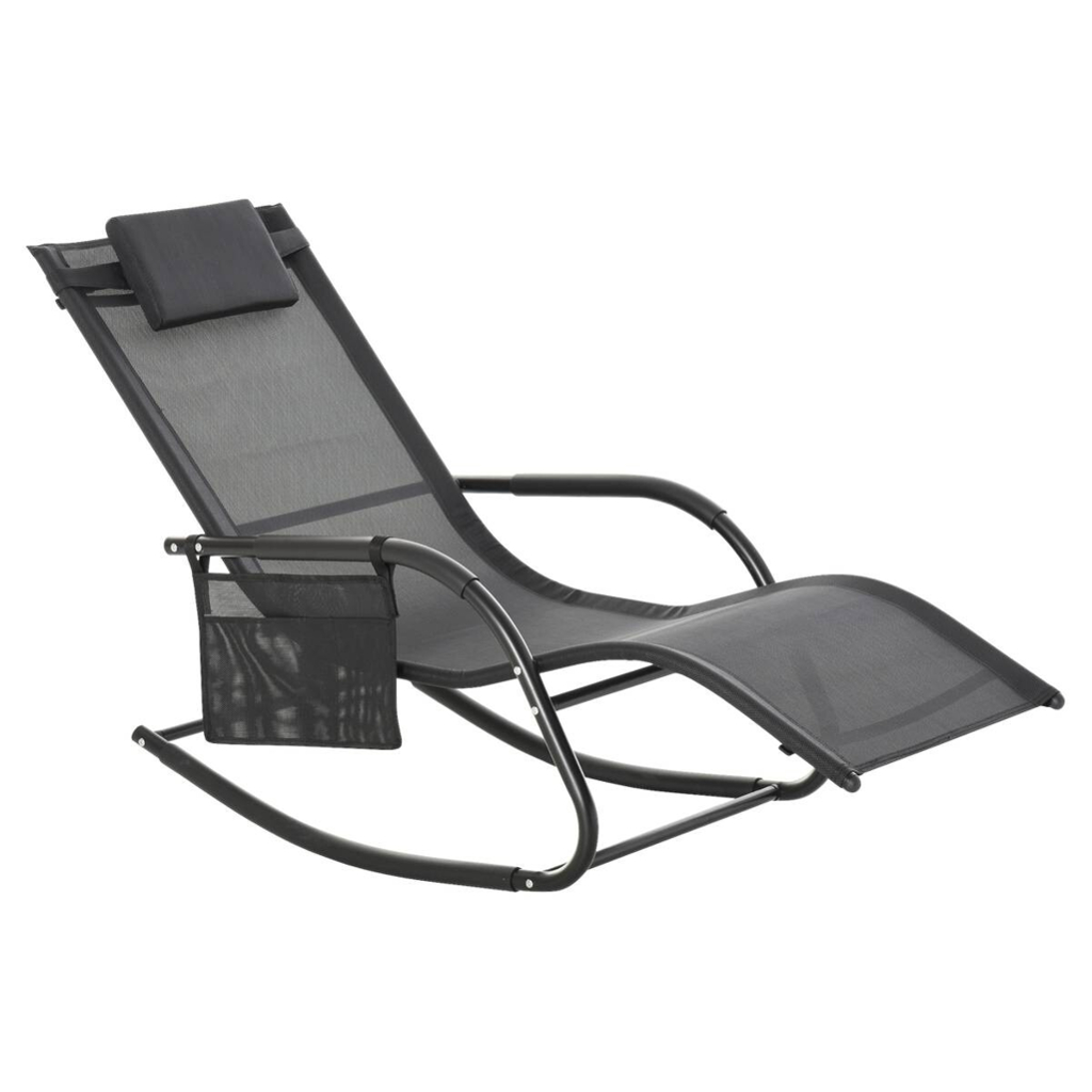 Outsunny Schaukelstuhl schwarz Metall B/H/L: ca. 62x88x150 cm