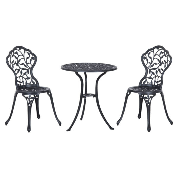 Outsunny Bistroset schwarz Aluminium B/H/L: ca. 60x65x60 cm