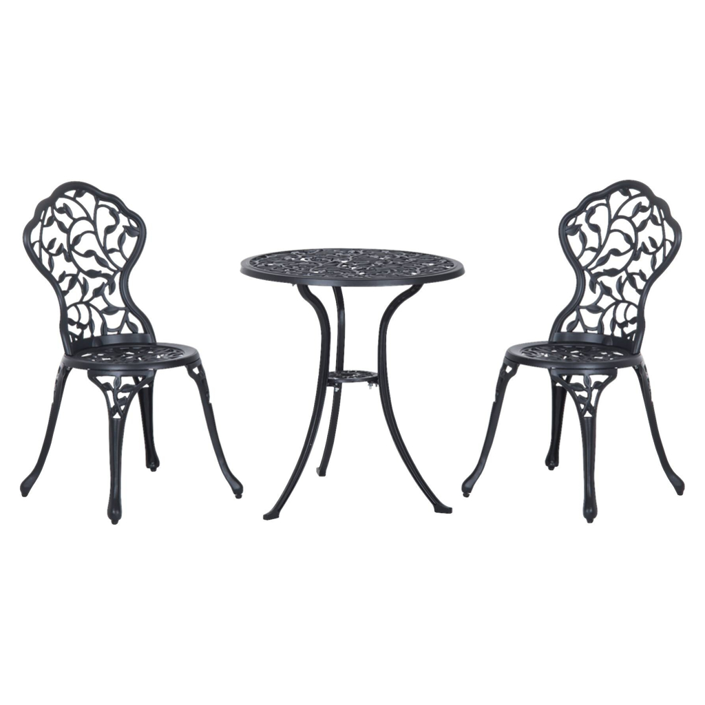 Outsunny Bistroset schwarz Aluminium B/H/L: ca. 60x65x60 cm
