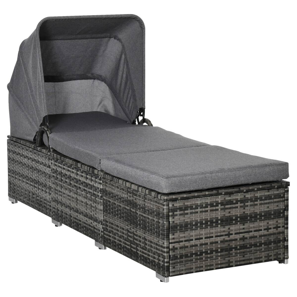 Outsunny Gartenliege grau Edelstahl B/H/L: ca. 65x195x40 cm