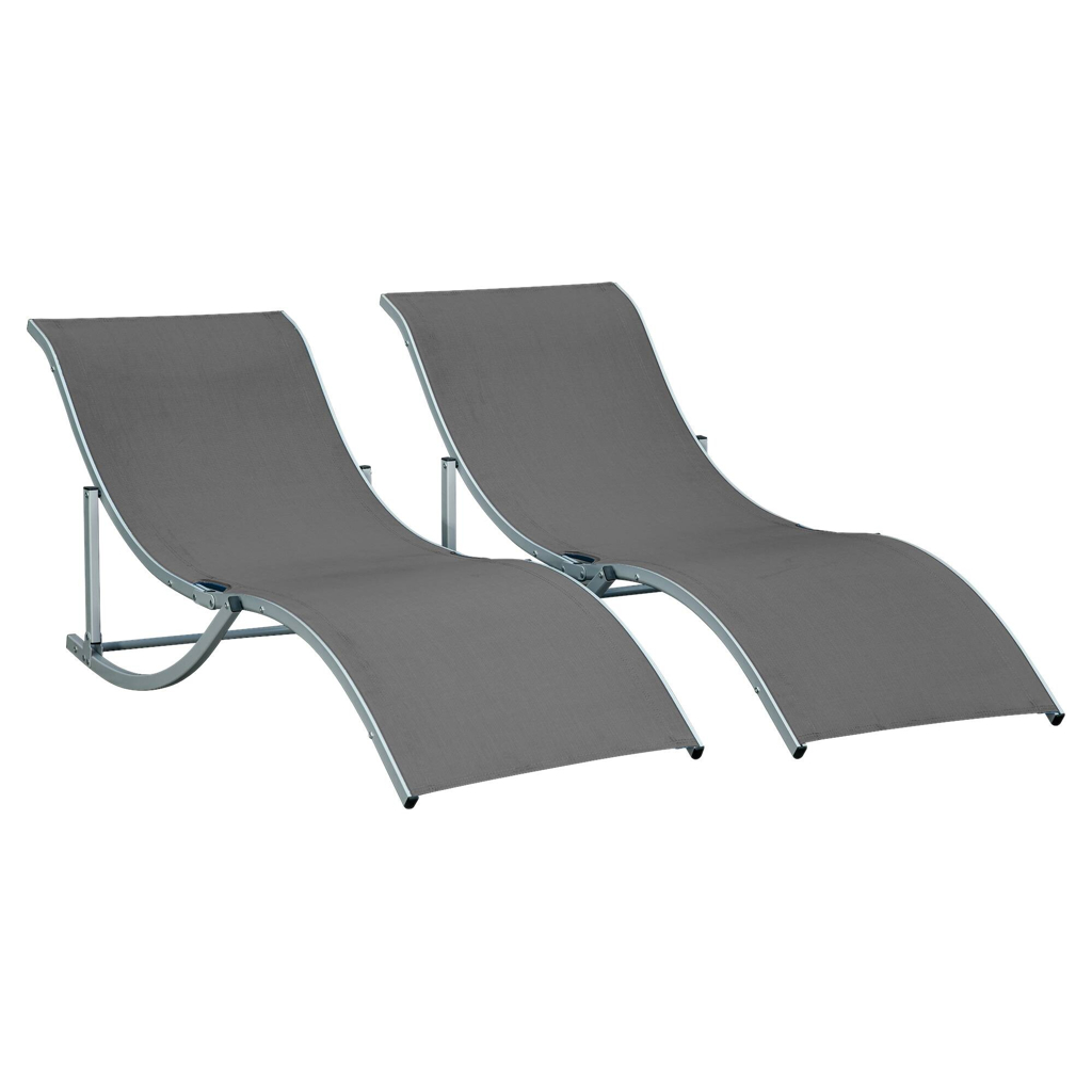 Outsunny Gartenliege 2er Set dunkelgrau Aluminium B/H/L: ca. 61x63x165 cm
