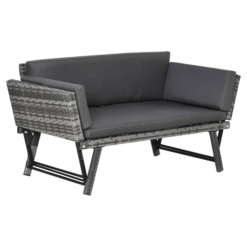 Outsunny Gartensofa grau Polyrattan B/H/L: ca. 63x129x67 cm