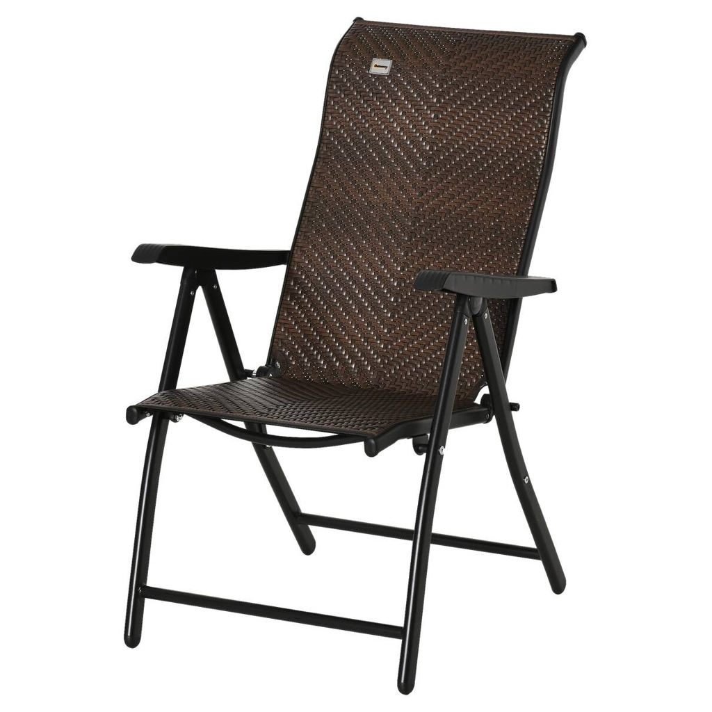 Outsunny Klappsessel braun Polyrattan B/H/L: ca. 71x111x58 cm