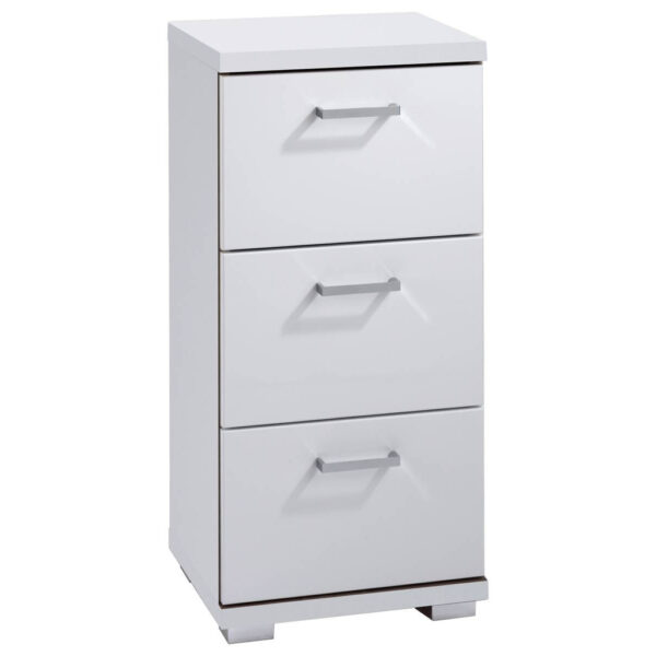 byLIVING Schrank NEBRASKA weiß weiß Lack Hochglanz silber verchromt B/H/T: ca. 35,5x74x31,5 cm