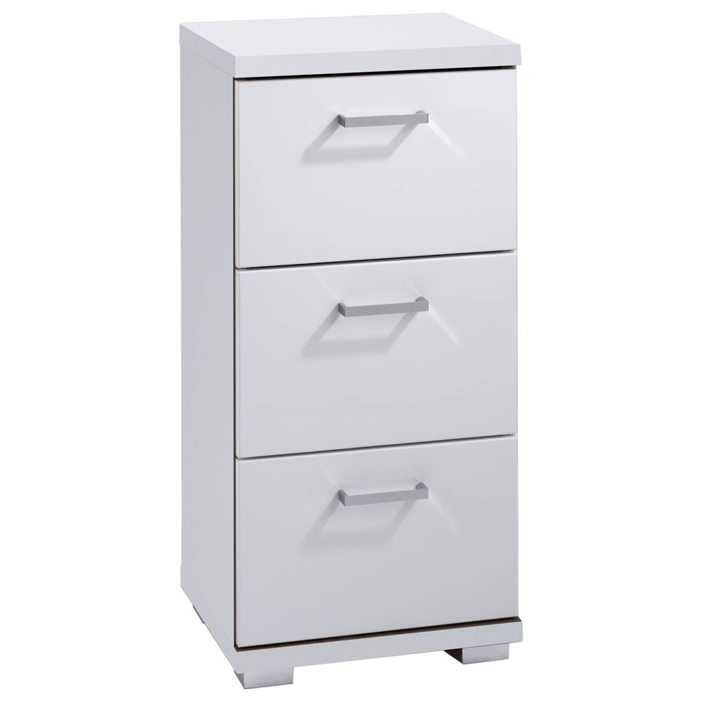 byLIVING Schrank NEBRASKA weiß weiß Lack Hochglanz silber verchromt B/H/T: ca. 35,5x74x31,5 cm
