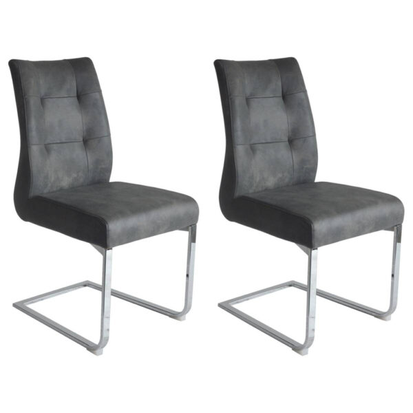 byLIVING Schwingstuhl MARLEN-XXL 2er-Set anthrazit Vintage Chrom Stoff Metall B/H/T: ca. 72x96x80 cm byLIVING Schwingstuhl MARLEN-XXL 2er-Set anthrazit Vintage Chrom Stoff Metall B/H/T: ca. 72x96x80 cm