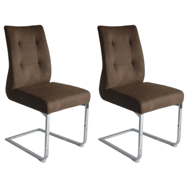 byLIVING Schwingstuhl MARLEN-XXL 2er-Set dunkelbraun Vintage Chrom Stoff Metall B/H/T: ca. 72x96x80 cm byLIVING Schwingstuhl MARLEN-XXL 2er-Set dunkelbraun Vintage Chrom Stoff Metall B/H/T: ca. 72x96x80 cm