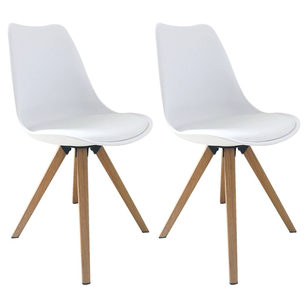 byLIVING Stuhl KIRA 2er-Set weiß weiß Eiche Kunststoff Kunstleder Metall B/H/T: ca. 48x86x55,5 cm