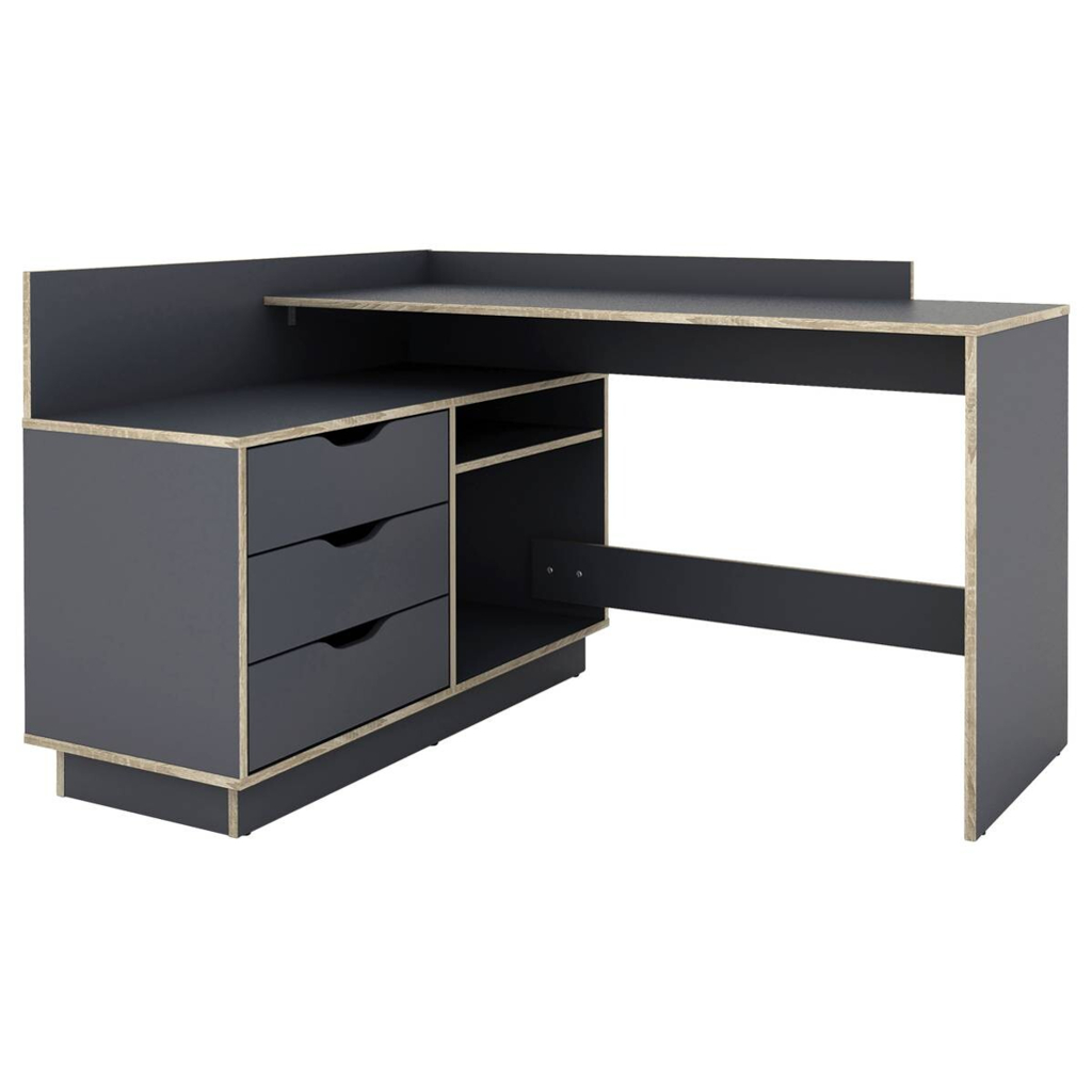byLIVING Winkelschreibtisch BELFAST anthrazit Eiche Optik B/H/T: ca. 129x83,5x105 cm