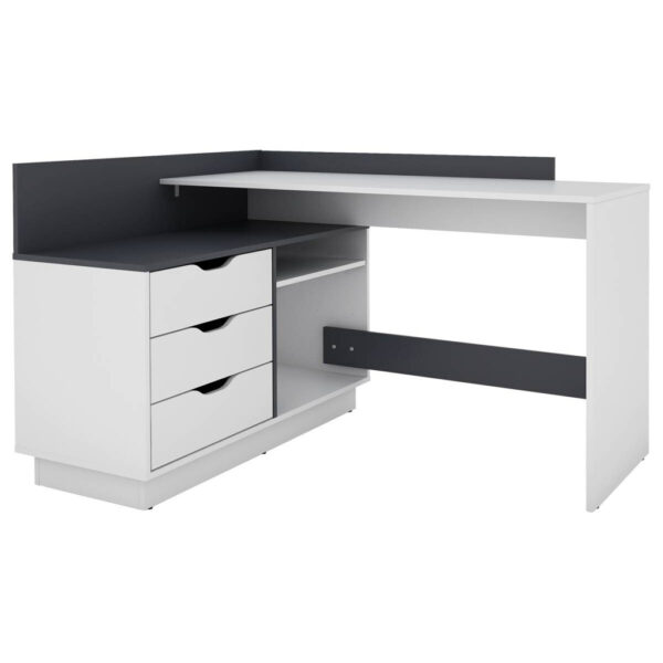 byLIVING Winkelschreibtisch BELFAST weiß anthrazit B/H/T: ca. 129x83,5x105 cm