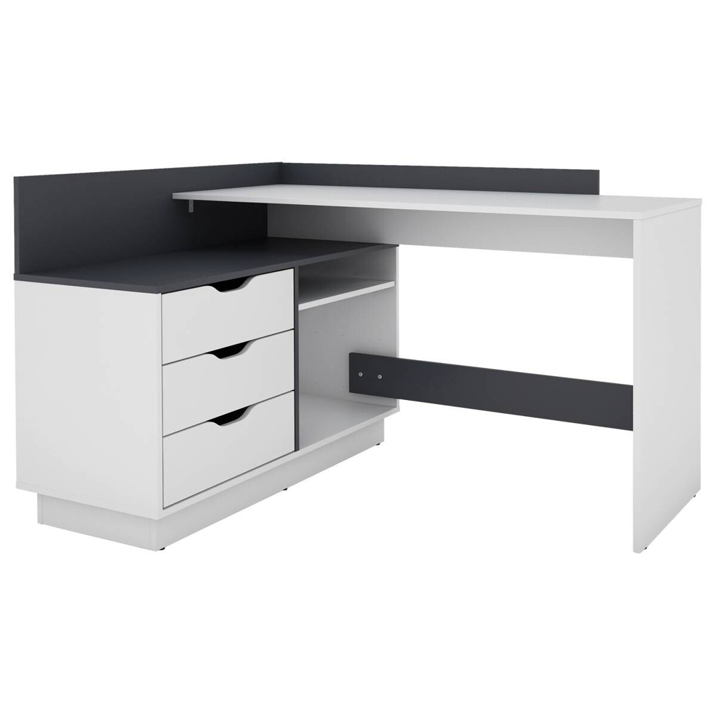 byLIVING Winkelschreibtisch BELFAST weiß anthrazit B/H/T: ca. 129x83,5x105 cm