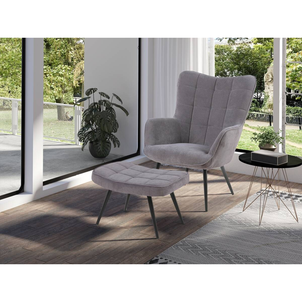 byLIVING Sessel UTA grau schwarz Stoff Metall B/H/T: ca. 72x97x80 cm