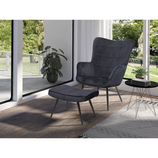 byLIVING Sessel UTA schwarz schwarz Stoff Metall B/H/T: ca. 72x97x80 cm