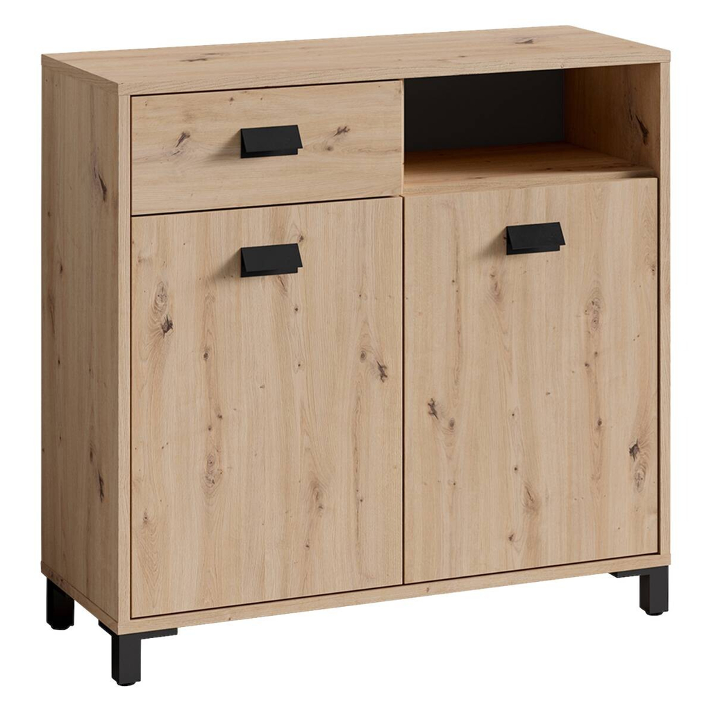 byLIVING Kommode WELLNESS Eiche Artisan Nachbildung schwarz schwarz anthrazit B/H/T: ca. 80,5x77,5x31 cm