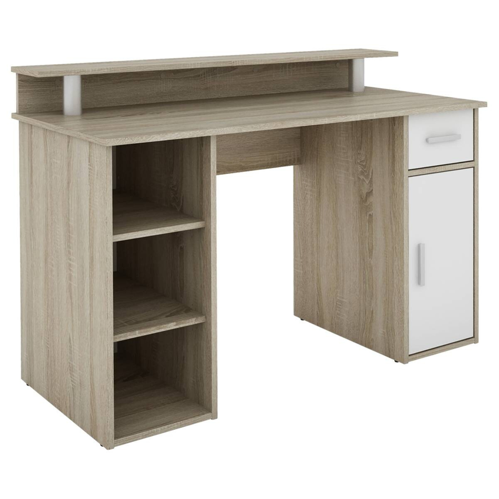 byLIVING Schreibtisch DIEGO Eiche Sonoma Nachbildung weiß silber B/H/T: ca. 120x88x55 cm