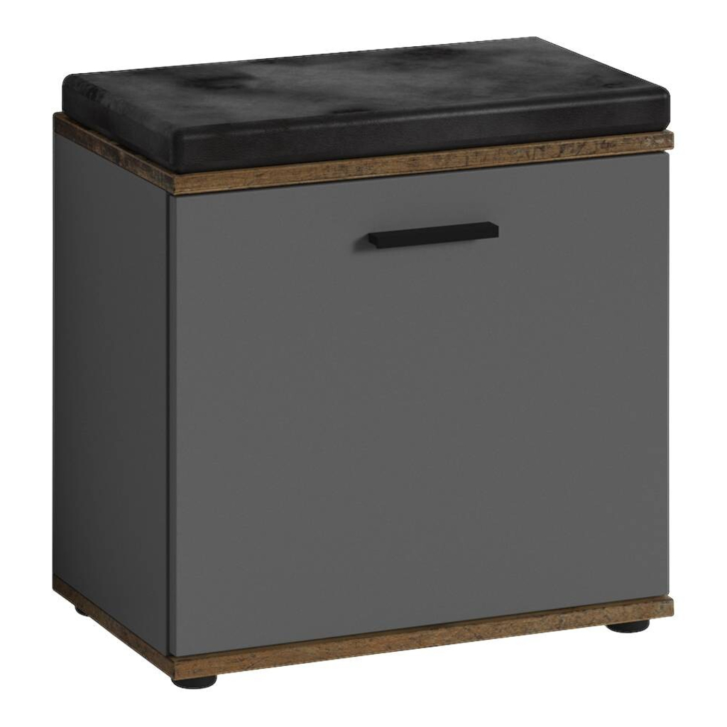 byLIVING Sitzbank JAKOB schwarz anthrazit Eiche Old Wood Nachbildung B/H/T: ca. 48,5x49x30 cm