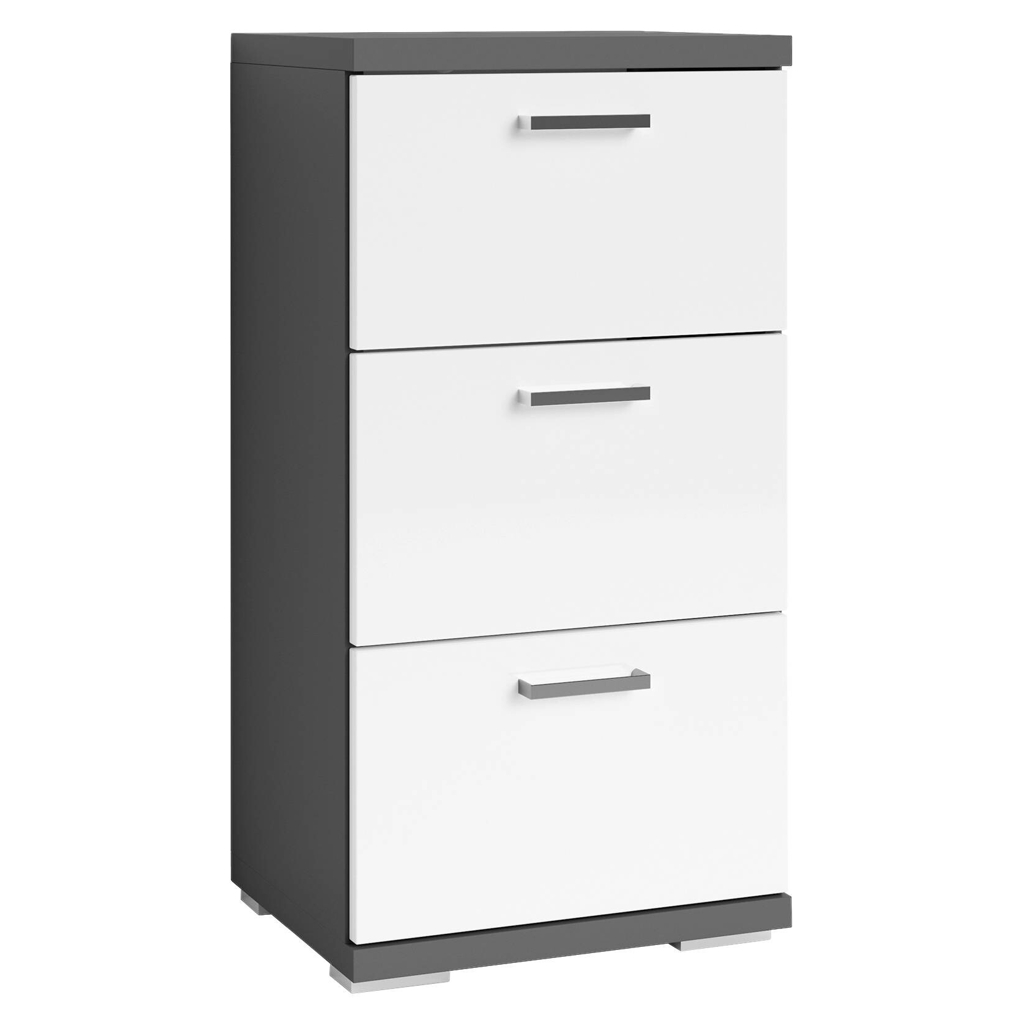 byLIVING Schrank NEBRASKA anthrazit weiß Lack Hochglanz silber verchromt B/H/T: ca. 35,5x74x31,5 cm