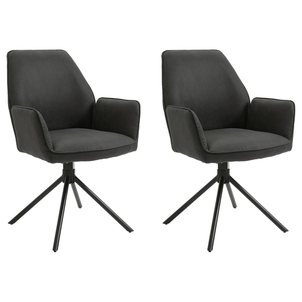 byLIVING Stuhl BLAIR 2er-Set anthrazit Vintage schwarz Stoff Metall B/H/T: ca. 57x89x61 cm