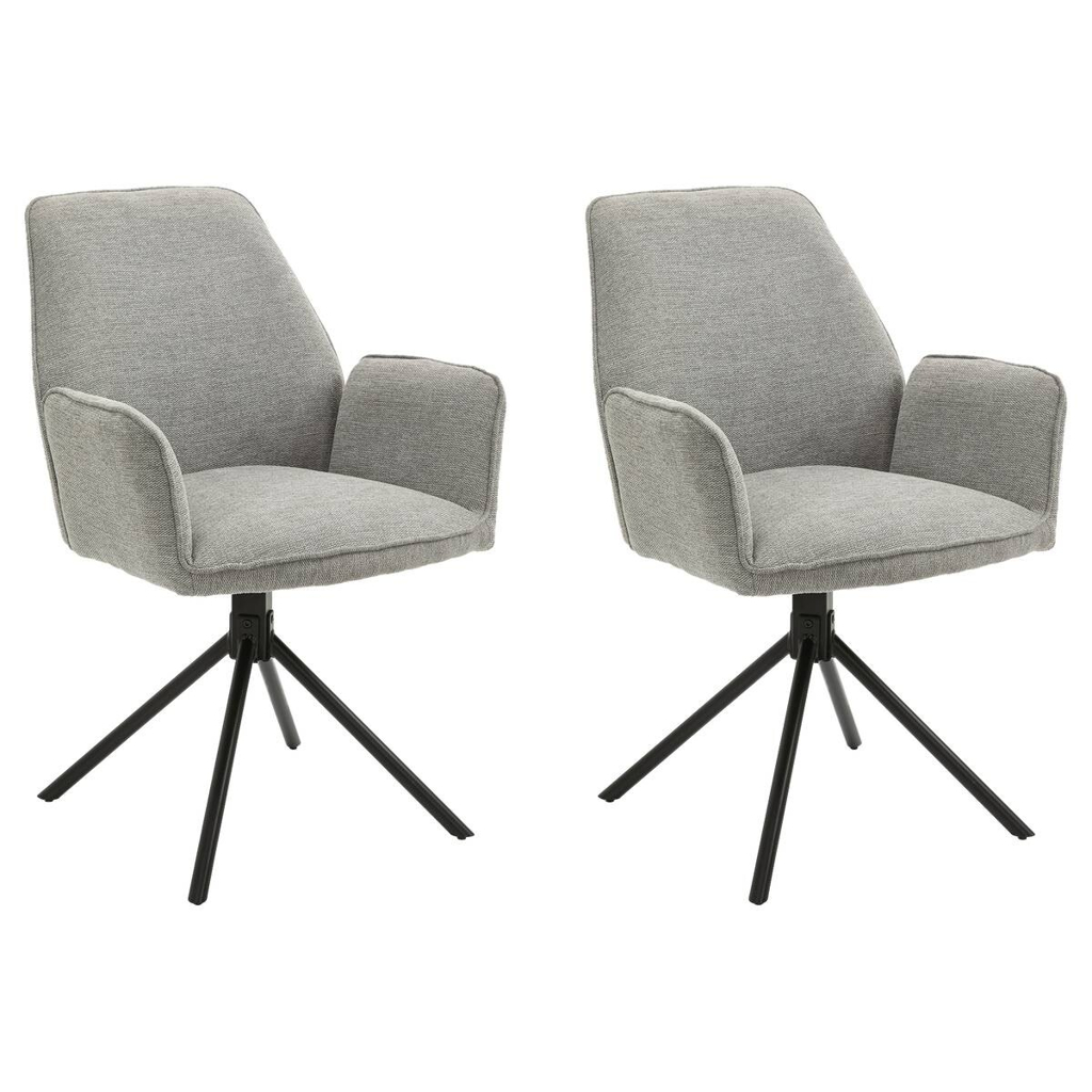 byLIVING Stuhl BLAIR 2er-Set hellgrau schwarz Webstoff Metall B/H/T: ca. 57x89x61 cm