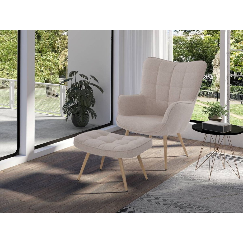 byLIVING Sessel UTA sand natur Stoff Metall B/H/T: ca. 72x97x80 cm