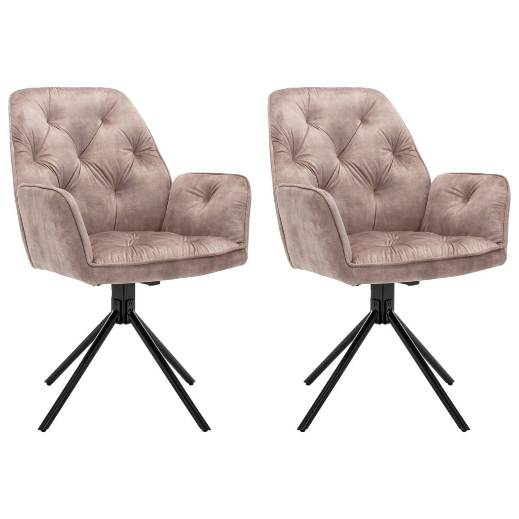 byLIVING Sessel SARINA 2er-Set beige Vintage Samt Metall B/H/T: ca. 59,5x89x62 cm