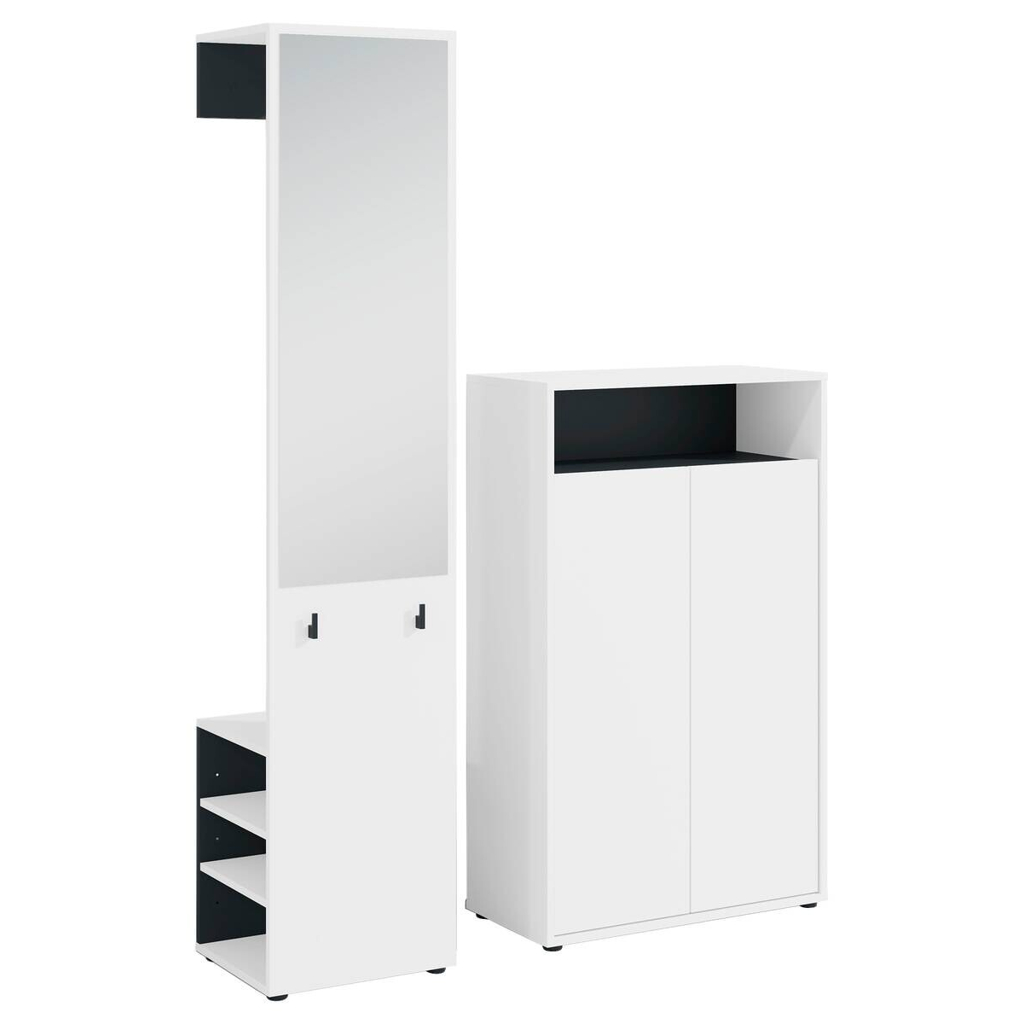 Garderobe Lyon
weiß schwarz B/H/T: ca. 70x115x33,5 cm