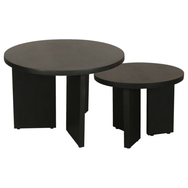 byLIVING Beistelltisch ROUND, 2er-Set schwarz lackiert Akazie H/D: ca. 41x60 cm
