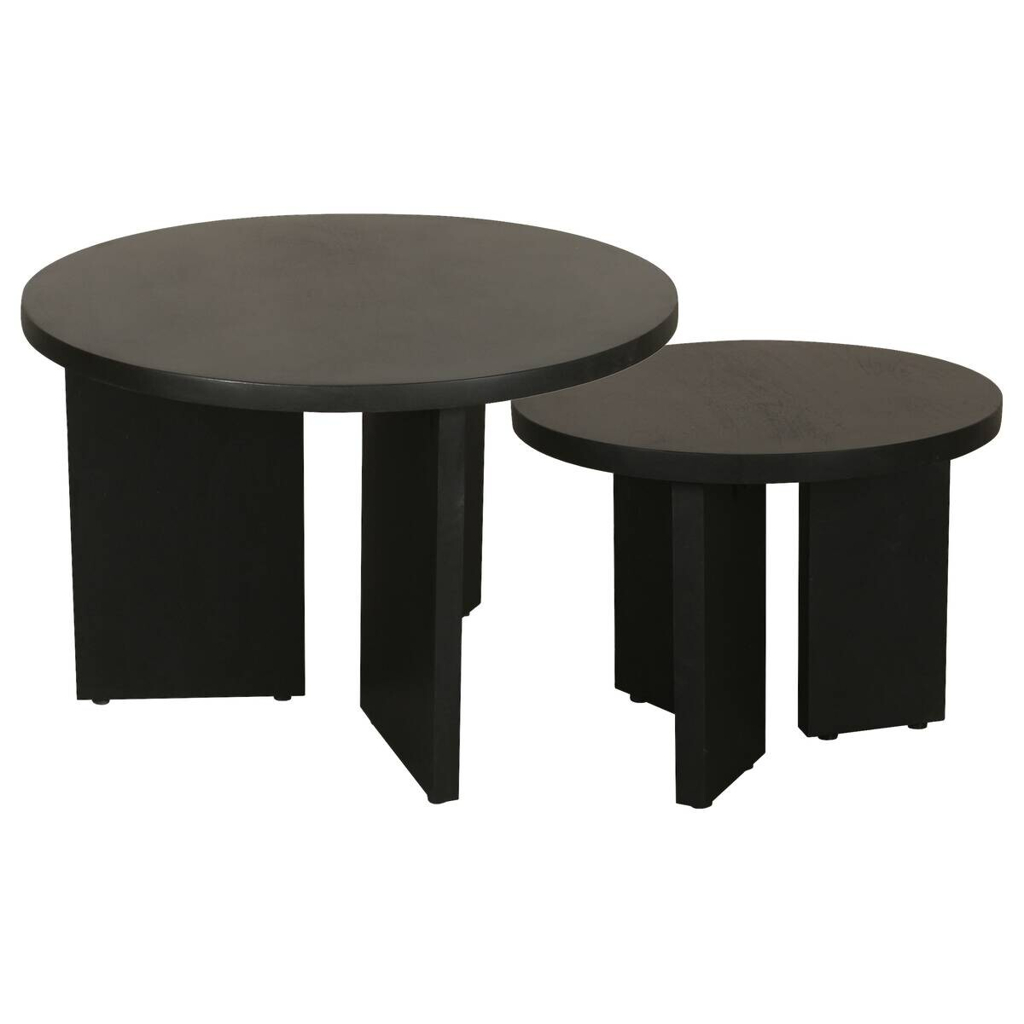 byLIVING Beistelltisch ROUND, 2er-Set schwarz lackiert Akazie H/D: ca. 41x60 cm