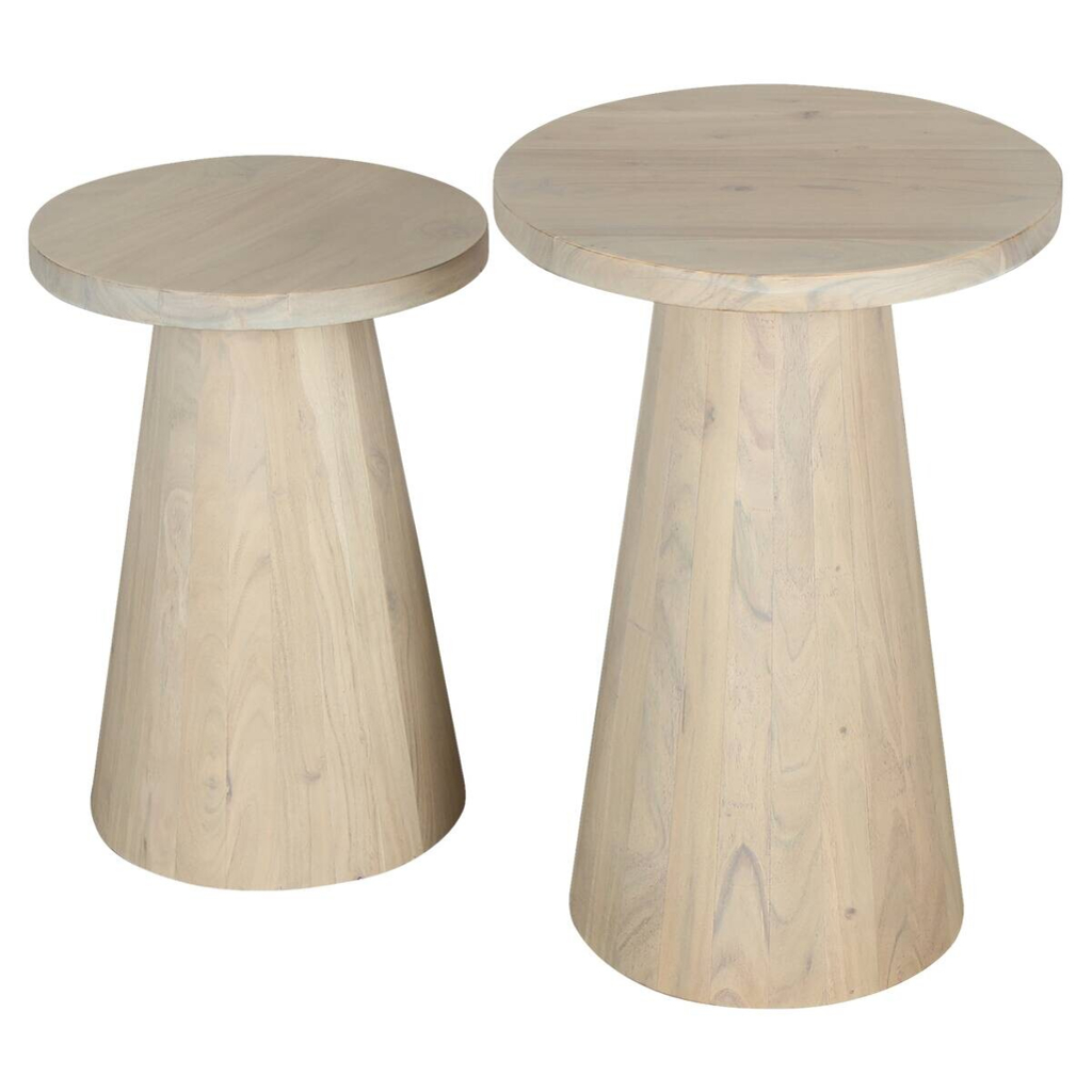 byLIVING Beistelltisch CONE, 2er-Set weiß gekälkt Akazie H/D: ca. 60x40 cm
