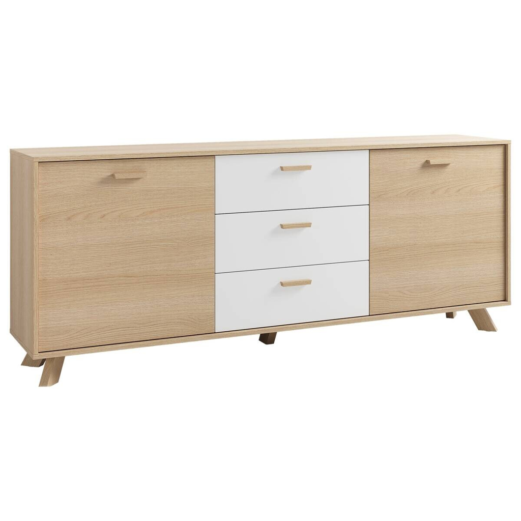 byLIVING Sideboard BASTIAN Eiche weiß B/H/T: ca. 180x72,5x36,5 cm