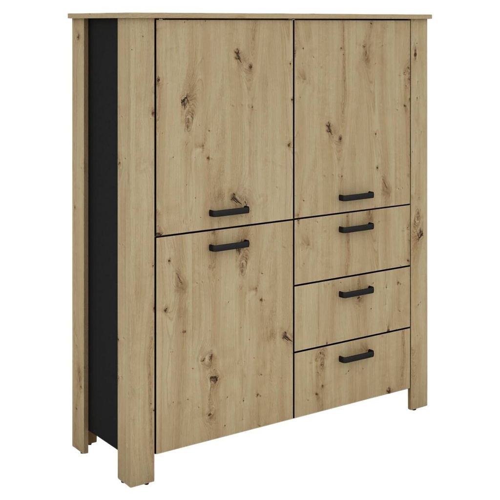 byLIVING Highboard FARO Eiche schwarz B/H/T: ca. 120x137x40 cm