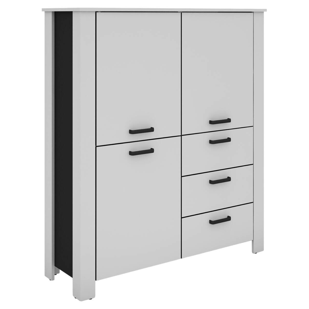 byLIVING Highboard FARO weiß schwarz B/H/T: ca. 120x137x40 cm