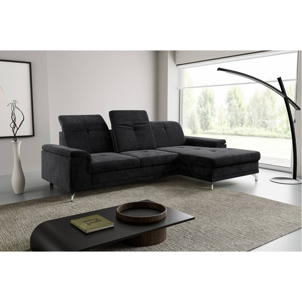 POCO Ecksofa mit Bettfunktion und Bettkasten schwarz Microfaser B/H/T: ca. 270x104x170 cm