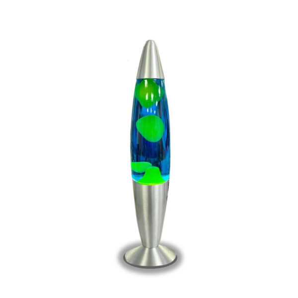 HWH - LED-Lavalampe blau gelb Glas Aluminium H/D: ca. 34x62 cm in Blau, Gelb