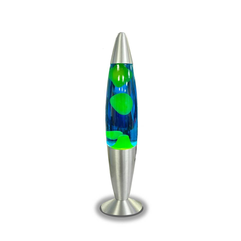 HWH - LED-Lavalampe blau gelb Glas Aluminium H/D: ca. 34x62 cm in Blau, Gelb
