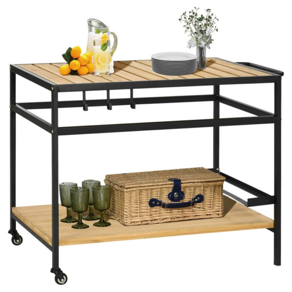 Outsunny Servierwagen natur Stahl B/H/L: ca. 65x80x107 cm Outsunny Servierwagen natur Stahl B/H/L: ca. 65x80x107 cm