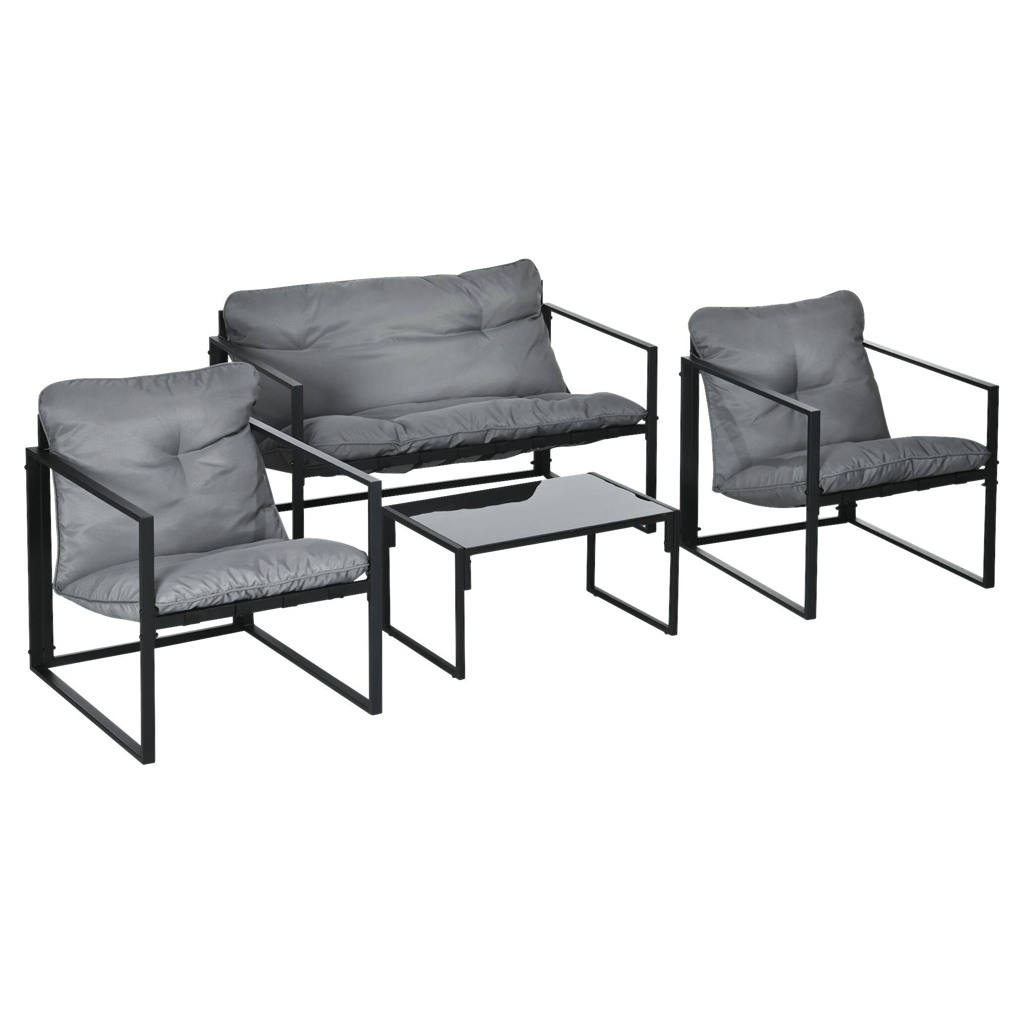 Outsunny Gartensitzgruppe schwarz Polyester B/H/L: ca. 70x67x114 cm