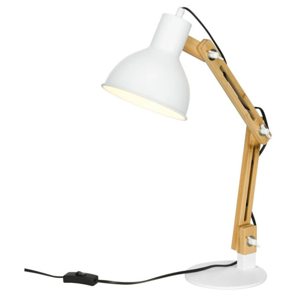 4255633532381 HOMCOM Schreibtischleuchte
weiß Edelstahl Polypropylen Bambus B/H/L: ca. 15,5x36x50 cm E27 1 Brennstellen