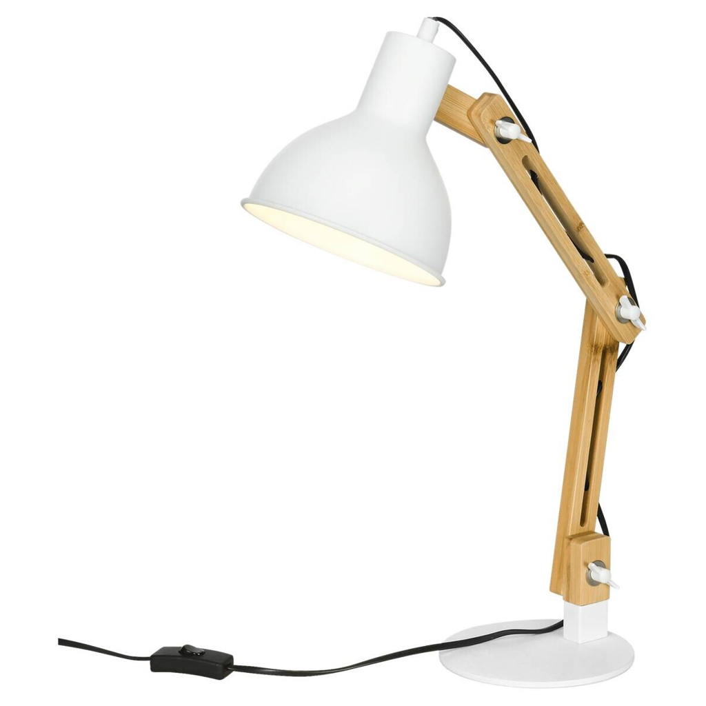 HOMCOM Schreibtischleuchte
weiß Edelstahl Polypropylen Bambus B/H/L: ca. 15,5x36x50 cm E27 1 Brennstellen