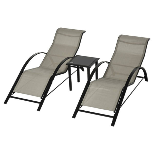 Outsunny Gartenliege schwarz Edelstahl B/H/L: ca. 169x59x66 cm