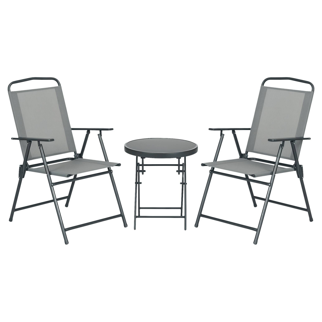 Outsunny Bistro-Set hellgrau Mesh B/H/L: ca. 64x93x53,5 cm