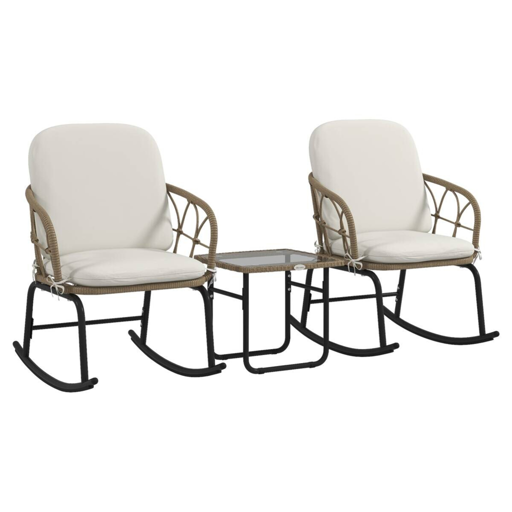 Outsunny Sitzgruppe creme Edelstahl B/H/L: ca. 82x63x75 cm
