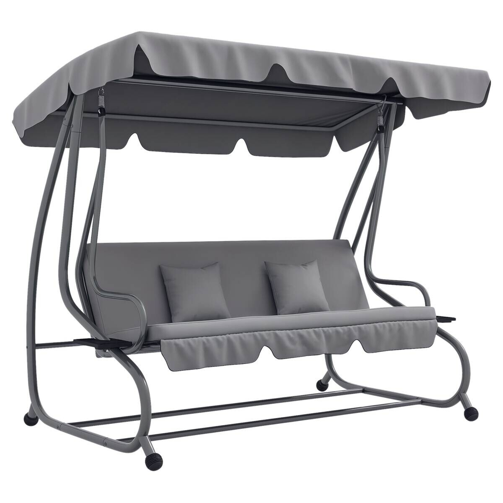 Outsunny Hollywoodschaukel hellgrau Polyester-Mischgewebe B/H/L: ca. 120x164x200 cm